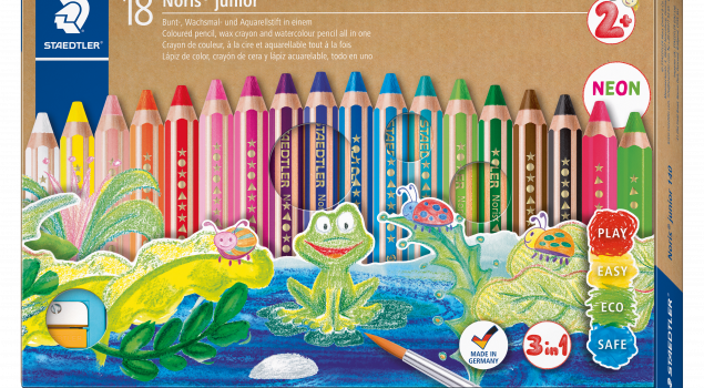 Mit den Noris junior Kindermalstiften können Kinder ab 2 Jahren spielerisch mit Farbe experimentieren.